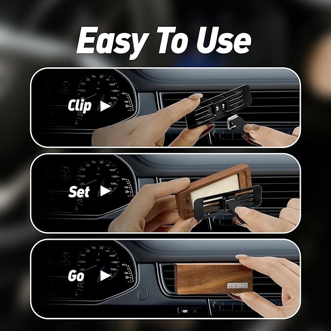 4 Packs Citrus Scented Natural Wood Vent Clips,【Brighten Cabin Mood】 Odor Refresh Car Scents Air Freshener Refills, Long Lasting Fragrance Diffuser, SUV Essentials Gift for Women