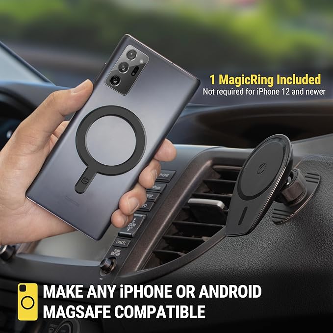 Scosche MPMSODVM MagicMount Pro MS 4-in-1 Magnetic Dashboard/Windshield/Vent Car Mount with Adjustable Swing-Arm, Cell Phone Holder Compatible with iPhone 16/15/14/13/12 Series and MagSafe Case