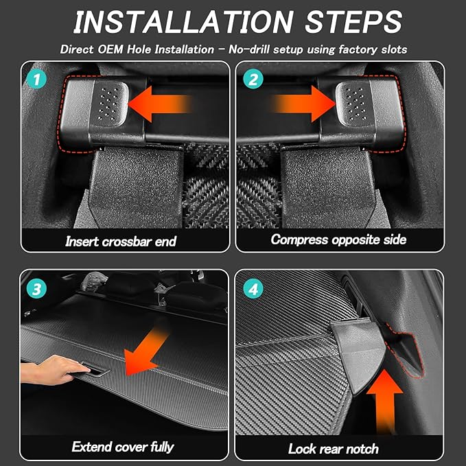 Cargo Cover for Crosstrek 2024 2025 2026 Accessories Retractable Trunk Cover Security Shielding Shade Cargo Luggage Cover Trunk Crosstrek Privacy Protection (Carbon Fiber Texture)