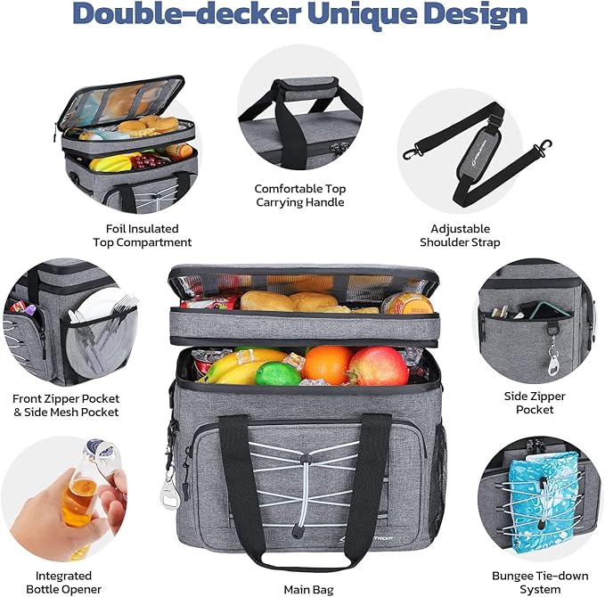 Maelstrom Portable Collapsible Soft Cooler Bag – 24/30/60 Cans Double-Deck Leakproof Ice Chest for Beach, Camping & Grocery