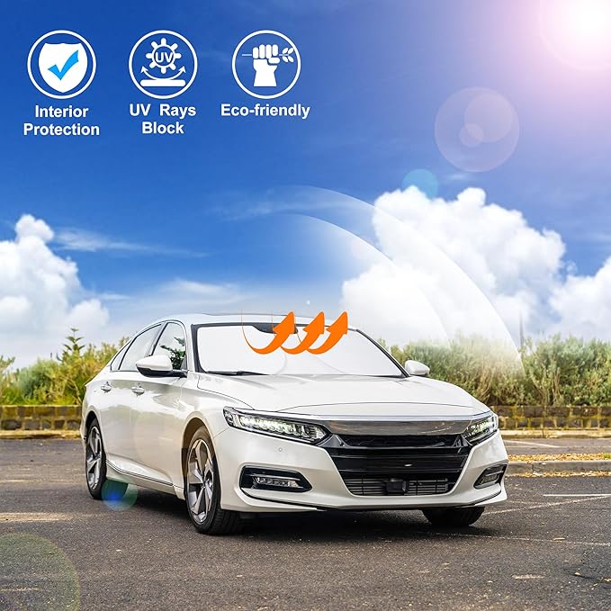 Windshield Sun Shade Custom Fit for 2023 2024 2025 2026 Honda Accord Accessories Foldable Sunshade Sun Blocker Protect Car from Sun Rays & Heat Damage Keep Car Cooler