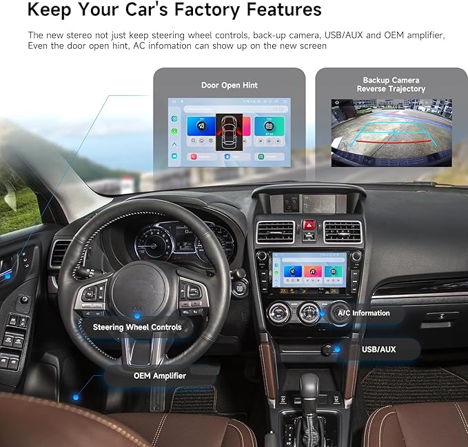 Dasaita 8GB+256GB Car Stereo Head Unit for Subaru Forester 2015-2018 WRX 2016-2021, Wireless CarPlay Android Auto, Android 13 GPS Navigation, 8" QLED Screen, Knobs/Buttons/Voice Control, Plug & Play