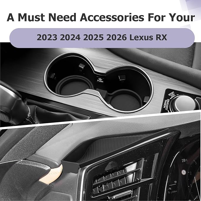 LUWU 2026 RX Dashboard Non-Slip Mat Center Console Cup Holder Compatible with 2023 2024 2025 2026 Lexus RX350/RX450/RX500 Accessories Silicone Protective Pad Liner Protective Pad 2-Pack