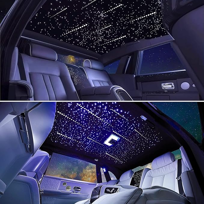 Meteor 16W Starlight Headliner Kit, Star Light Headliner with Bluetooth APP/Remote/Music Mode, Fiber Cable 550pcs*0.03in*13.1ft+Shooting Star kit for Car Roof&Home Decoration