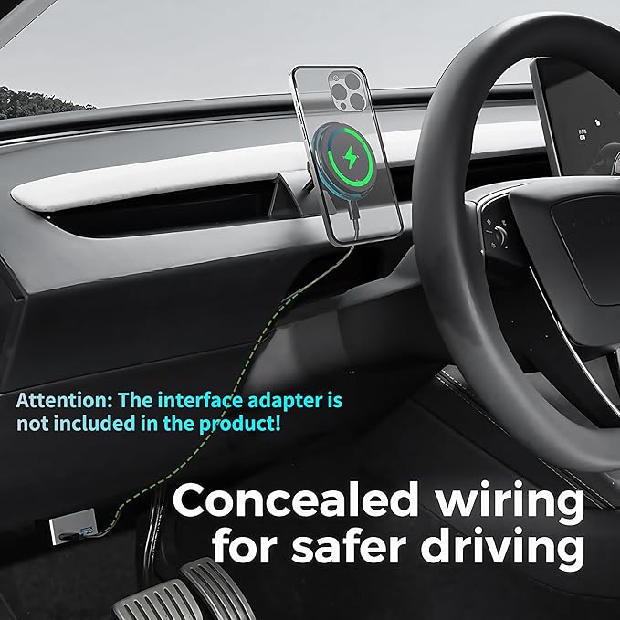 Persevere for Tesla Phone Mount Model Y Juniper 2025, Wireless Charger Strong Magnetic Phone Holder for All 4-6.9'' Smartphones, 360° Dock Base Airvent Adjustable, Anti-Slip Mount