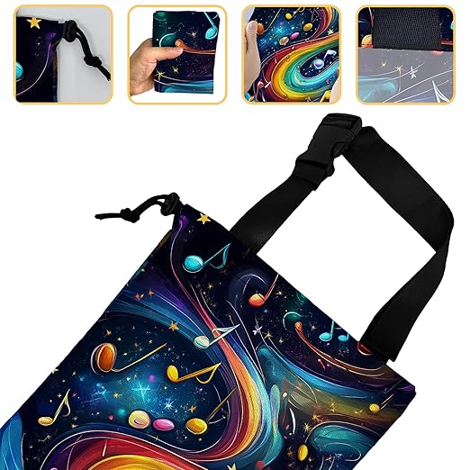 Colorful Music Notes Galaxy Car Garbage Bag, 5.1L Rectangular, Drawstring, Foldable, for Cars, Trucks, SUVs, RVs
