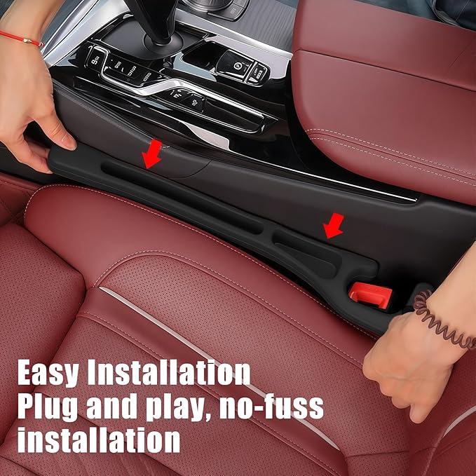 Car Seat Gap Filler Organizer 2 PCS Black Universal Seat Gap Plug Blocker Anti-Drop Console Catcher Phone Keys Storage for Car Truck SUV Auto Accessories Style2