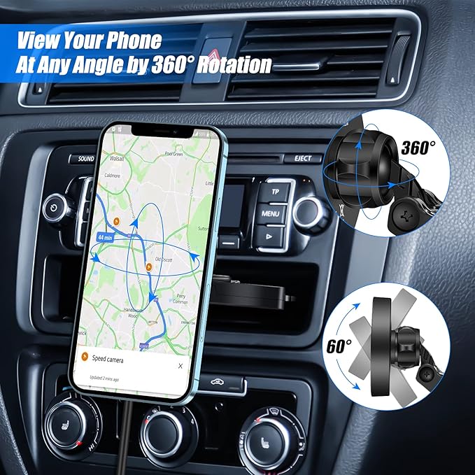 Piosoo 15W Magnetic Wireless Car Charger CD Slot Mount for iPhone 13/13 Pro/13 Pro Max/13 mini/12/12 Pro/12 Pro Max,Powerful Suction Auto-Alignment Mag-Safe Car Mount, Compatible with Mag-Safe Cases