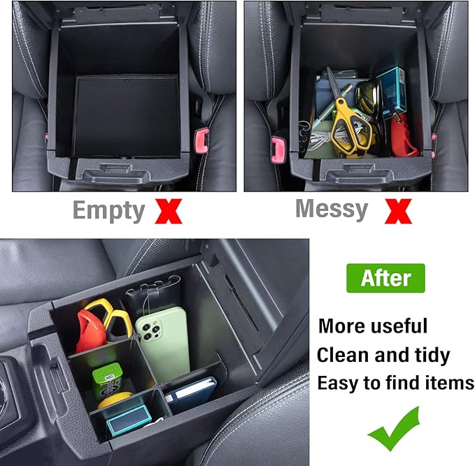 JKCOVER Center Console Dividers Organizer Compatible with Toyota Tacoma 2016-2021 2022 2023 Accessories,Insert Box ABS Secondary Storage