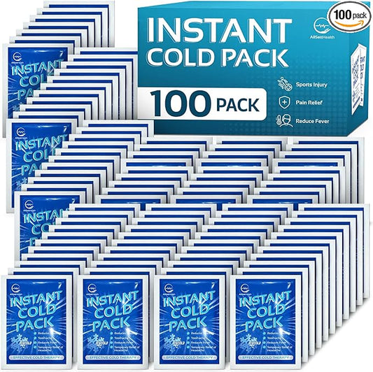 100 Pack Instant Cold Pack - Disposable Instant Ice Packs for Injuries Cold Compress Ice Pack for Pain Relief, Swelling 6 x 4.5 in