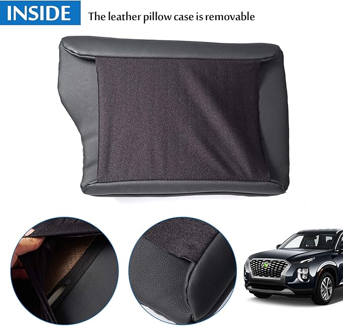 Autorder Center Console Cover for Hyundai Palisade 2020 2021 2022 2023 2024 2025 2026 Accessories Armrest Cover Anti-Scratch Middle Console Pad Leather Armrest Cushion Protector Black