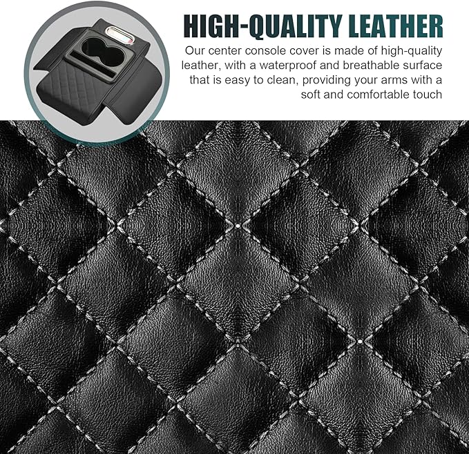 Car Armrest Cushion, Multifunctional Car Center Console Cover, 5-in-1 Automotive Center Console Cover with Storage Box, Cup Holder, Tissue Box and Phone Slot, Universal for Most Cars