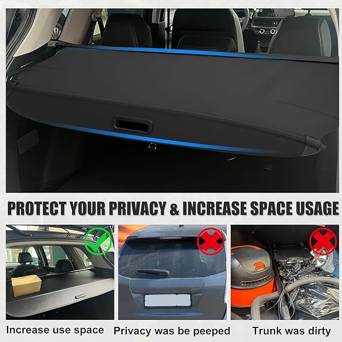 X AUTOHAUX Retractable Cargo Cover for Hyundai Tucson 2022-2024 Waterproof Non Slip SUV Rear Trunk Shielding Shade Black