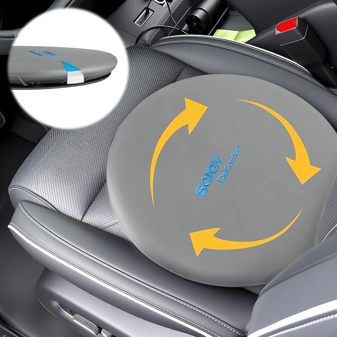 Sojoy iGelComfort Deluxe Gel Swivel Seat Cushion with Supportive Memory Foam 360 Degrees Rotating Seat Cushion for Home,Stool Chair,Office，13.5 Inches in Diameter,Dark Gray