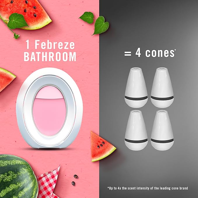Febreze Bathroom Air Freshener, Odor-Fighting, Plug In Alternative, Air Fresheners for Small Spaces in Home, Bathroom, Kitchen, & Closet, Lilac & Watermelon Scents, 4ct (2 of Each Scent)