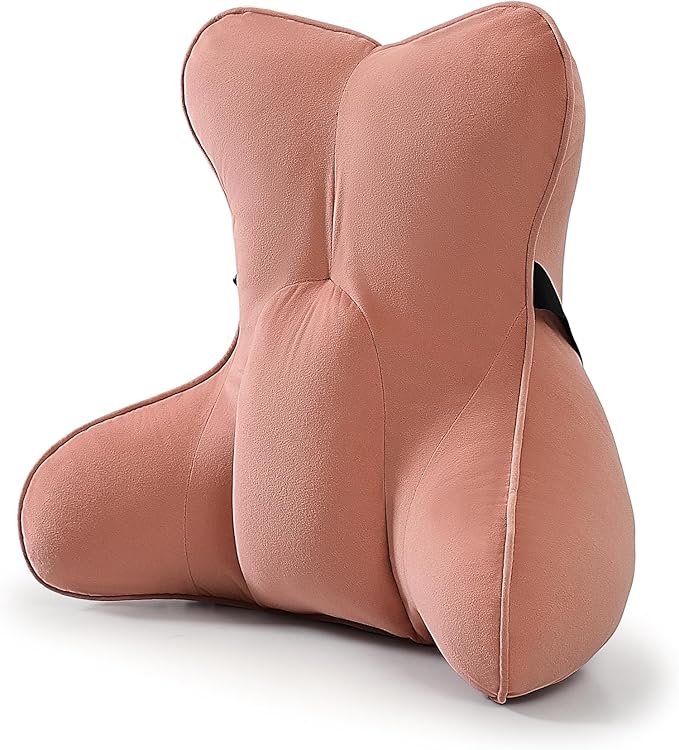 Lumbar Support Pillow (Pat. Pend) for Office Chair, Couch, Recliner & Car Seat, Ergonomic Back Support Cushion for Lower Back Pain Relief, Washable Lumbar Pillow, Blush Pink