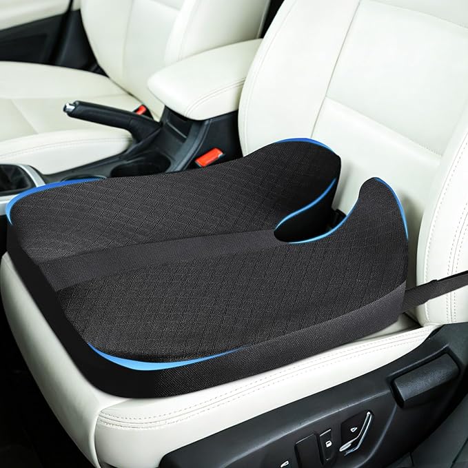 Heightening Car Seat Cushion for Car Seat Truck Driver for Broader Vision, Long Truck Seat Cushion Pressure Relief Cushion for Long Driving with Adjustable Strap Breathable Cover