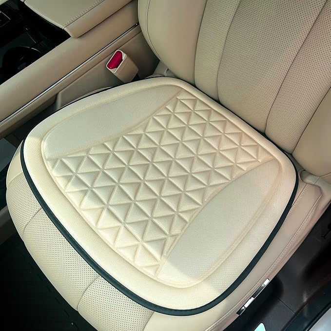 Seat Covers for Cars, Car Seat Cooling Pad, Comfortable Breathable Front Vehicle Cover Cooling Pad, Automotive Accessories Anti-Slip Ventilated Auto Protectors Universal for SUV Truck (Beige)