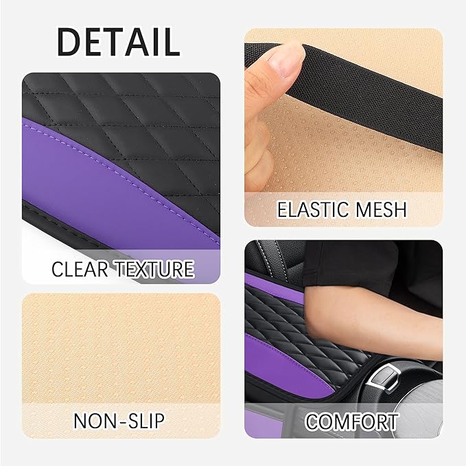 IHOTDER Patchwork Leather Center Console Covers for Cars,Upgraded Arm Rest Cover for Car with Side Storage Pocket for Car Seat Organizer,Middle Console Cover Stylish Car Decoration (Purple)