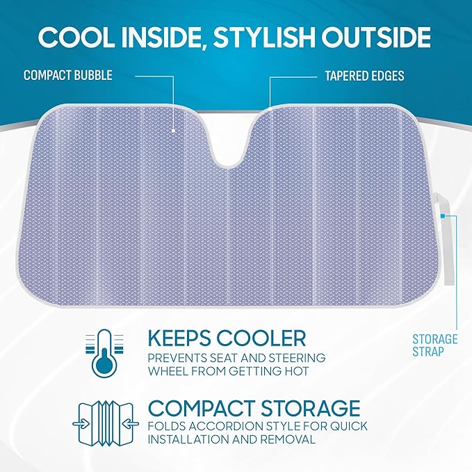 BDK Lavender Shine Car Windshield Sun Shade Accordion Folding Sunshade for Windshield Blocks UV Rays Sun Visor for Car Front Window Protector - Easy Setup Keeps Your Vehicle Cool - 58 x 27 inches