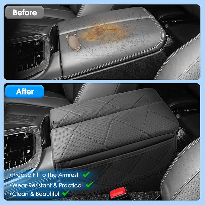 2024 2025 2026 X5/X6/X7/XM Center Console Cover for BMW Dual-Opening Center Console, Cushion&Comfy Leather Armrest Cover 2026 2025 X5 X6 X7 XM Accessories (Padded)