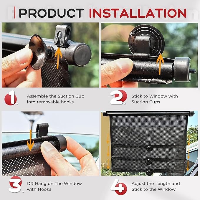 PLTCAT 2 Pack Car Sun Shade Side Window for Baby, Roller Vehicle Shades Sun Protection Shade for Car Side Window (Standard-16''x18'')