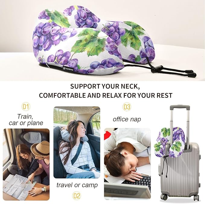 Purple Grape Portable U-Shape car Pillow Travel kit Sleep Neck Cushion