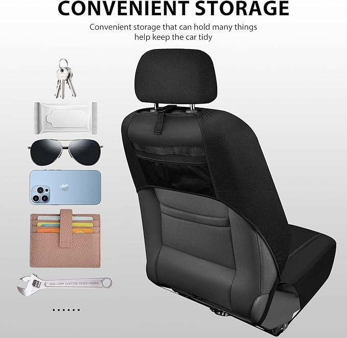 CAR PASS Oxford Bling Diamond Car Seat Cover 2 Front Interior Sets, Waterproof Universal Shining Glitter Sparkly Crystal Fit Armrest 95% Automotive Truck SUV Cute Women Girl, Black Silver Rhinestone