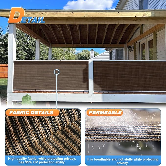 TANG Sun Shade Fabric Roll 8'x133' Shade Cloth for Garden Brown HDPE Mesh Shading Pergola Cover Replacement Canopy, 95% Blockage Sunshades for Outdoor Patio Backyard Plant