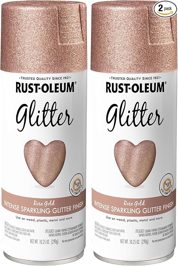 Rust-Oleum 344697 Specialty Glitter Spray Paint, 10.25 Oz, Rose Gold (Pack of 2)