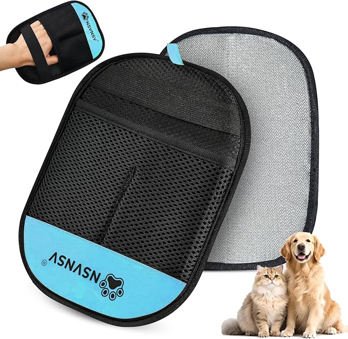 Pet Hair Removal Glove for Dog and Cat, Reusable Pet Hair Remover, Magic Brush Pet Hair Removal Tool, Pet Grooming Gloves for Couch, Clothing, Carpet, Furniture, Car Seats, Blue, 1pcs