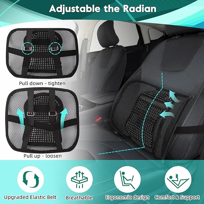 Samyoung 2 Pack Mesh Back Lumbar Support, Back Support Seat Cushion with Breathable Mesh for Office Chairs Car 12” x 16”