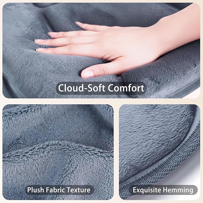 Back Massager with Heat, Full Body Massage Pad with Pillow Neck Support, Soft Plush Fabric Cover, Chair Massager with 3D Lumbar Truction and 8 Vibration Motors, Home Office Use