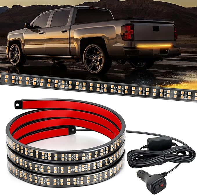 Nilight 48 Inch Truck Tailgate Strobe Light Strip Tail Emergency Bar Rear Window Warning Lamp Ultra-Bright Double Row 288 LED for Pickup Trailers Construction Vehicles Car SUV, Amber