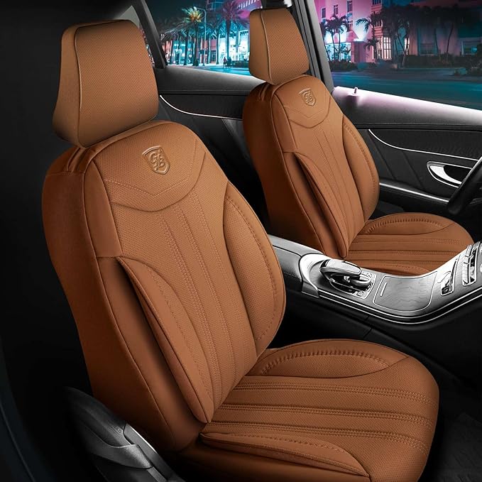 Premium Car Seat Covers Front Seat - Nappa Leather Car Seat Cover for SUV, Cars, Most Pickups, Terracotta, Car Seat Protector, Car Seat Covers Front Seats, Car Seat Protector