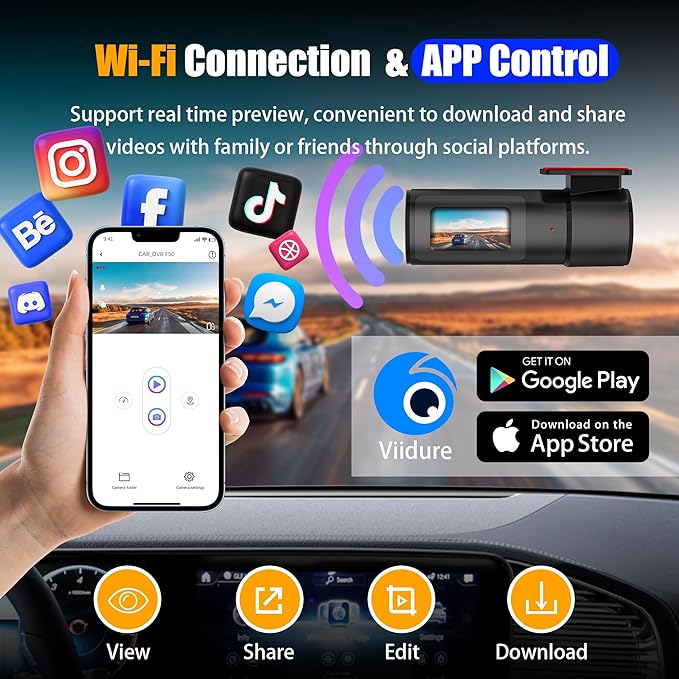 Dash Camera Car Front Rear, 4K/2.5K Full UHD Dash Camera for Cars, Included 32GB Card,1.47” IPS Screen Mini Dashcam,170°Wide Angle, Built-in Wi-Fi, WDR, Night Vision
