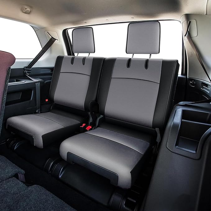 AOMSAZTO Custom Fit Seat Covers for Toyota 4runner: 7Seats 2011 2012 2013 2014 2015 2016 2017 2018 2019 2020 2021 2022 2023 2024 Leather Car Seats Cover Full Set for 4Runner 7 Seaters Black&Gray