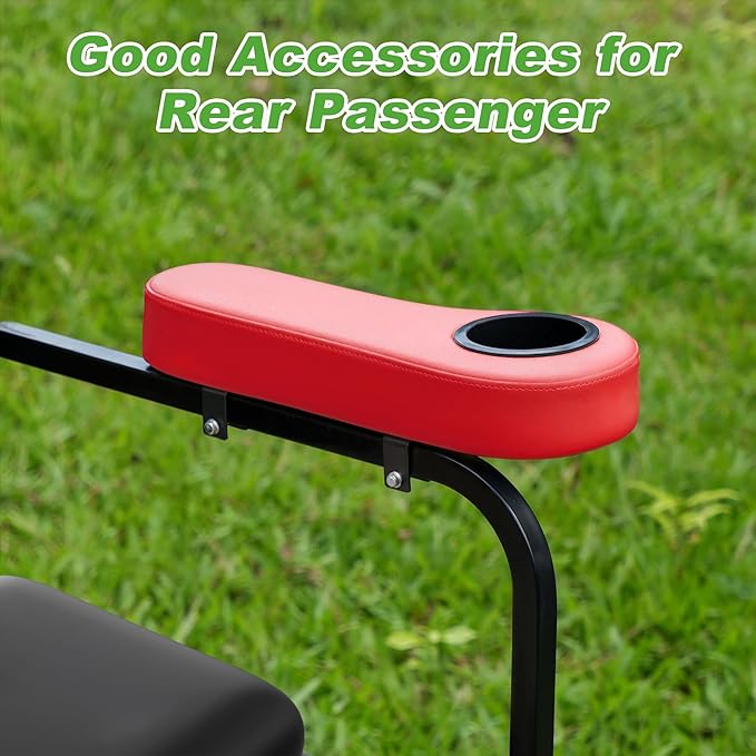 10L0L Golf Cart Rear Seat Kit Arm Rest Set with Cup Holder for Yamaha EZGO Club Car Golf Cart UV-Proof Coating Long Lasting, No Drilling Kits Include