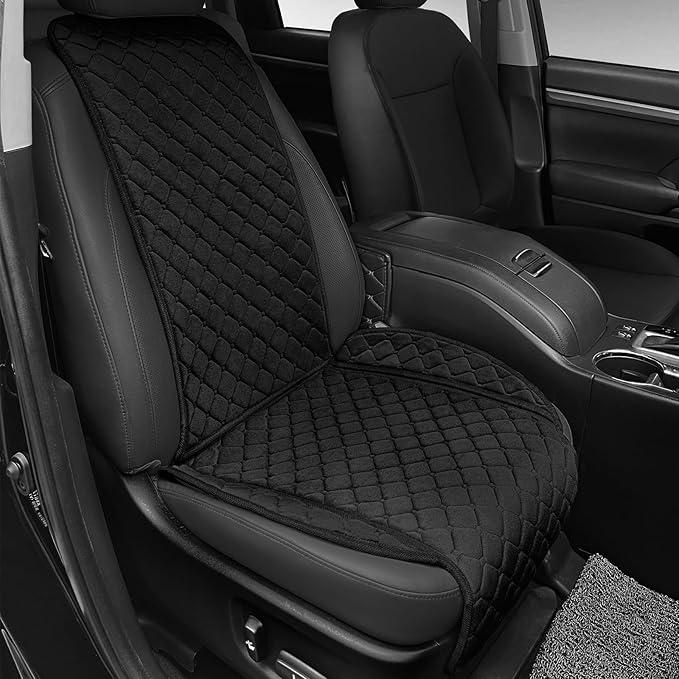 surpassme Comfortable Car Seat Covers Universal Front Seat Covers for Car Accessories, Padded Car Interior Covers for Automotive, SUV, Truck, and Van(Black)