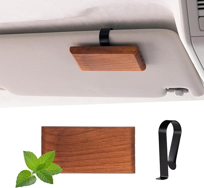 Yuoyar Wood Car Scents Air Freshener Visor Clips Diffuser Odors Eliminator (Peppermint-scented)