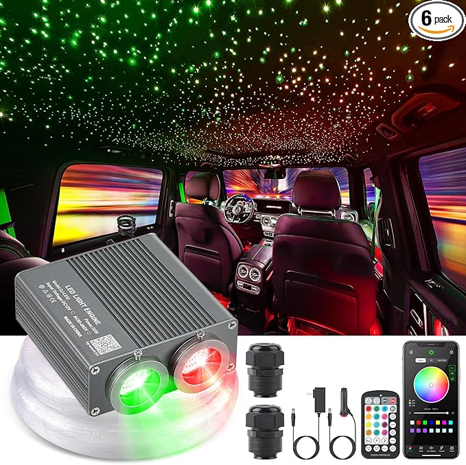 32W Starlight Headliner Kit, Star Lights for Car Roof&Home Decoration, Fiber Cable 800pcs*0.03in*13.1ft RGBW Star Light Headliner with Bluetooth APP/Remote Control/Music Mode