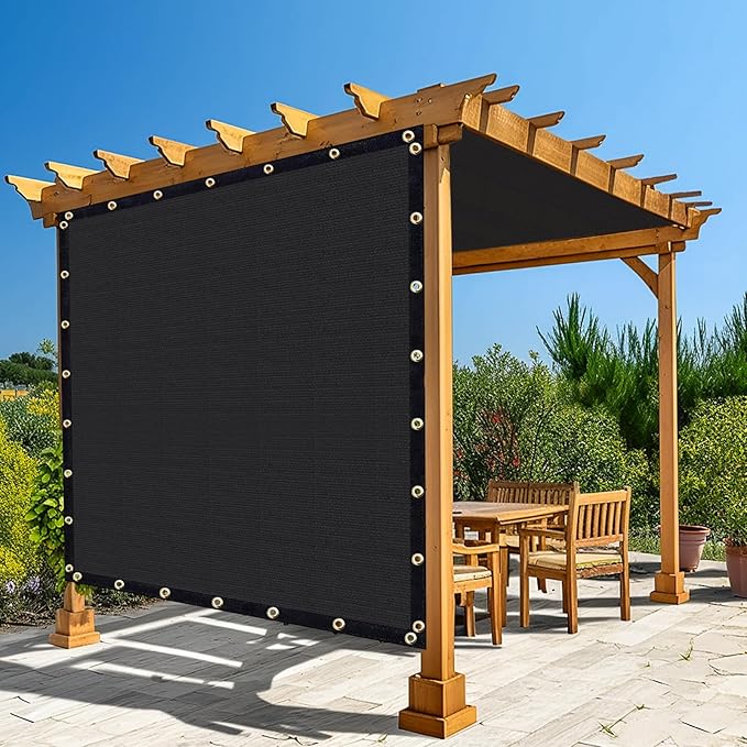 Amagenix 90% Shade Fabric 9'X 21' Black Sun Shade Cloth with Grommets for Pergola Replacement Shade Cover Canopy, Heavy Duty, Cable Zip Ties Included (We Customized)