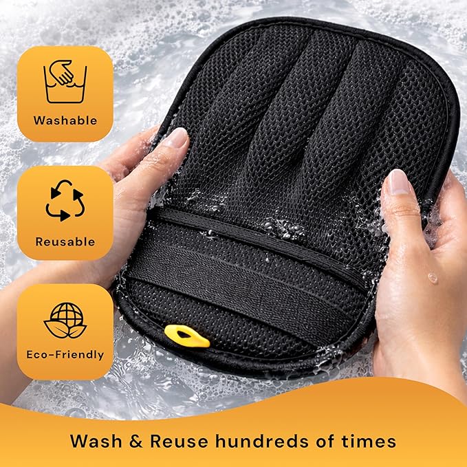 Pet Hair Removal Glove for Dogs & Cats - Upgraded Reusable Electrostatic Pet Hair Glove, Pet Hair Remover Tool for Laundry, Couch, Carpet & Car Seat, Gentle Grooming Mitt