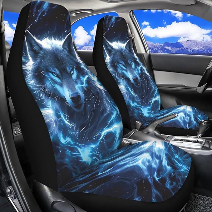 Lightning Wolf Car Seat Covers for Front Seat Breathable Car Seat Cover Protection Interior Accessories Easy to Install and Clean Universal for Cars SUV