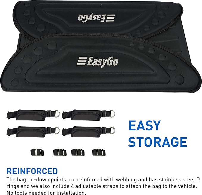 EasyGoProduct Aerodynamic Car Rooftop Cargo Carrier Bag - Soft Roof Top Luggage Bag for All Vehicles SUV with/Without Rack � Hard Sides - 4 Adjustable Straps � 8 Cubic Feet - Fold Flat Storage Bag