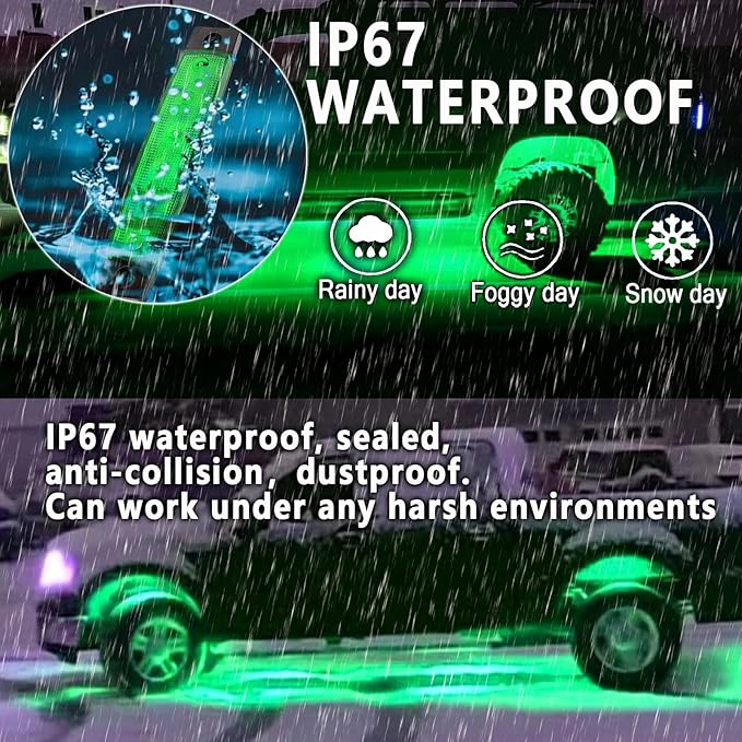 20 Pcs Rock Lights Green Strip Lights Wheel Fender Well Underglow Led Lights for Cars Exterior Side Marker for Truck Golf Cart Wrangler RV RV SUV Offroad