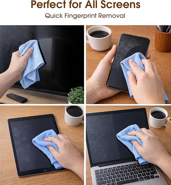 KitchLife Microfiber Cleaning Cloth Roll, 100 Pack - Tear-Away Microfiber Paper Towels, Lint-Free, Reusable, Washable for Kitchen, Car, Dishes, and Sensitive Surfaces (Blue)