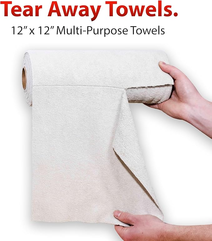 Adam's Polishes Microfiber Towel Roll - 120 Tear-Away Reusable All Purpose Towels (4-Pack, 30 Sheets Per Roll) - 12 x 12 Soft All Purpose Shop Microfiber Cleaning Cloths