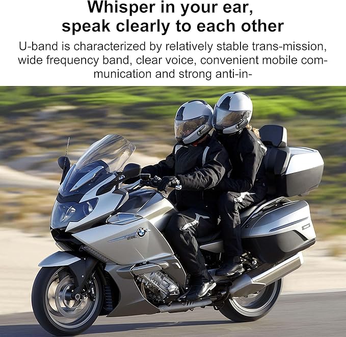 Motorcycle Bluetooth Headset Wireless Helmet 2-Way 400M Intercom Headphone with CVC Noise Cancellation Stereo Music IPX6 Waterproof for Half/Open Face Helmet 2 Pack