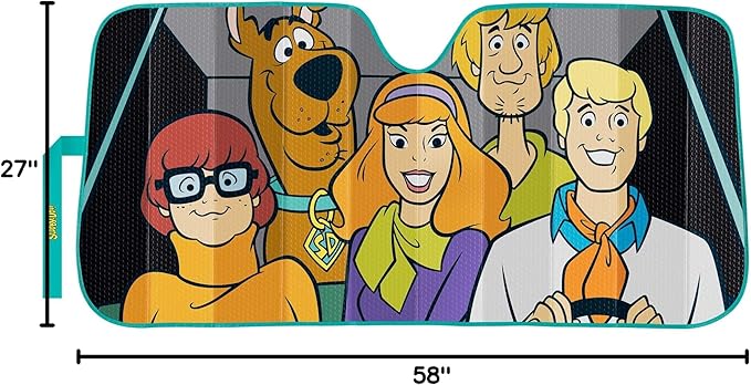 Plasticolor 003951R01 Warner Bros. Scooby-Doo Group Accordian Sunshade for Car Truck SUV, Silver